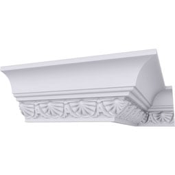 Ekena Millwork - MLD02X02X02SH - Endurathane Shell Crown Moulding, 2 7/8"H x 2 3/4"P x 4"F x 94 1/2"L, Factory Primed