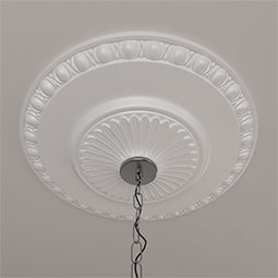 Ekena Millwork - CM23LY_P - Endurathane Lyon Ceiling Medallion, 23 1/2"OD x 3 1/4"P (Fits Canopies up to 3 5/8")