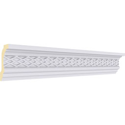 Ekena Millwork - MLD03X01X03BR - Endurathane Brightton Crown Moulding, 3 1/8"H x 1 7/8"P x 3 5/8"F x 94 1/2"L, Factory Primed