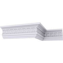 Ekena Millwork - MLD03X01X03BR - Endurathane Brightton Crown Moulding, 3 1/8"H x 1 7/8"P x 3 5/8"F x 94 1/2"L, Factory Primed