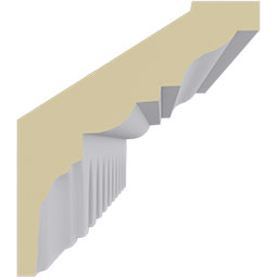 Ekena Millwork - MLD03X02X03HE - Endurathane Heaton Crown Moulding, 3 1/8"H x 2 3/4"P x 3 7/8"F x 94 1/2"L, Factory Primed