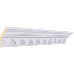 Ekena Millwork - MLD03X02X03HE - Endurathane Heaton Crown Moulding, 3 1/8"H x 2 3/4"P x 3 7/8"F x 94 1/2"L, Factory Primed