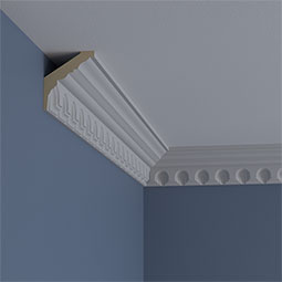 Ekena Millwork - MLD03X02X03HE - Endurathane Heaton Crown Moulding, 3 1/8"H x 2 3/4"P x 3 7/8"F x 94 1/2"L, Factory Primed