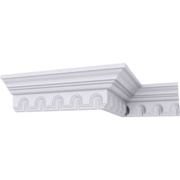 Ekena Millwork - MLD03X02X03HE - Endurathane Heaton Crown Moulding, 3 1/8"H x 2 3/4"P x 3 7/8"F x 94 1/2"L, Factory Primed