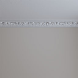 Ekena Millwork - MLD03X03X04RO - Endurathane Rose Crown Moulding, 3 1/8"H x 3 1/8"P x 4 3/8"F x 94 1/2"L, Factory Primed
