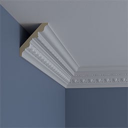Ekena Millwork - MLD03X03X05ST - Endurathane Stockport Traditional Crown Moulding, 3 5/8"H x 3 3/8"P x 5"F x 94 1/2"L, Factory Primed