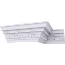 Ekena Millwork - MLD03X03X05ST - Endurathane Stockport Traditional Crown Moulding, 3 5/8"H x 3 3/8"P x 5"F x 94 1/2"L, Factory Primed