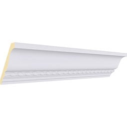 Ekena Millwork - MLD03X03X05TH - Endurathane Theia Bead and Barrel Crown Moulding, 3 3/4"H x 3 3/8"P x 5"F x 94 1/2"L, Factory Primed