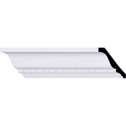 Ekena Millwork - MLD03X03X05TH - Endurathane Theia Bead and Barrel Crown Moulding, 3 3/4"H x 3 3/8"P x 5"F x 94 1/2"L, Factory Primed