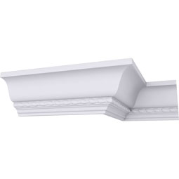 Ekena Millwork - MLD03X03X05TH - Endurathane Theia Bead and Barrel Crown Moulding, 3 3/4"H x 3 3/8"P x 5"F x 94 1/2"L, Factory Primed