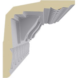 Ekena Millwork - MLD04X03X05GR - Endurathane Granada Traditional Crown Moulding, 3 3/4"H x 3 1/2"P x 5 1/8"F x 94 1/2"L, Factory Primed