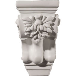 Ekena Millwork - COR03X02X06SC - Endurathane Small Scroll Corbel, 3 5/8"W x 2 1/2"D x 6 1/8"H, Factory Primed