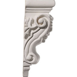 Ekena Millwork - COR03X02X06SC - Endurathane Small Scroll Corbel, 3 5/8"W x 2 1/2"D x 6 1/8"H, Factory Primed