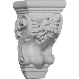 Ekena Millwork - COR03X02X06SC - Endurathane Small Scroll Corbel, 3 5/8"W x 2 1/2"D x 6 1/8"H, Factory Primed