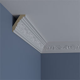 Ekena Millwork - MLD03X02X04DA - Endurathane Dauphine Crown Moulding, 3 1/4"H x 2 1/2"P x 4 1/8"F x 94 1/2"L, Factory Primed