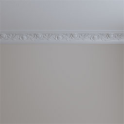 Ekena Millwork - MLD03X03X05BU - Endurathane Bulwark Rose Crown Moulding, 3 1/4"H x 3 3/4"P x 5"F x 94 1/2"L, Factory Primed