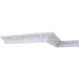 Ekena Millwork - MLD03X03X05BU - Endurathane Bulwark Rose Crown Moulding, 3 1/4"H x 3 3/4"P x 5"F x 94 1/2"L, Factory Primed