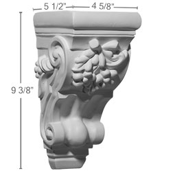 Ekena Millwork - COR04X05X09CH - Endurathane Cherry Cluster Corbel, 4 5/8"W x 5 1/2"D x 9 3/8"H, Factory Primed