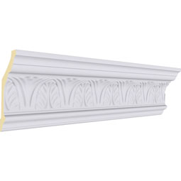 Ekena Millwork - MLD04X02X05AS - Endurathane Asa Acanthus Leaf Crown Moulding, 5"H x 2 1/2"P x 5 1/2"F x 94 1/2"L, Factory Primed