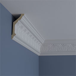 Ekena Millwork - MLD04X02X05AS - Endurathane Asa Acanthus Leaf Crown Moulding, 5"H x 2 1/2"P x 5 1/2"F x 94 1/2"L, Factory Primed