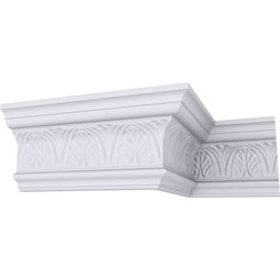 Ekena Millwork - MLD04X02X05AS - Endurathane Asa Acanthus Leaf Crown Moulding, 5"H x 2 1/2"P x 5 1/2"F x 94 1/2"L, Factory Primed