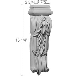 Ekena Millwork - COR04X02X15LF - Endurathane Leaf Drop Corbel, 4 7/8"W x 2 3/4"D x 15 1/4"H, Factory Primed