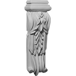 Ekena Millwork - COR04X02X15LF - Endurathane Leaf Drop Corbel, 4 7/8"W x 2 3/4"D x 15 1/4"H, Factory Primed