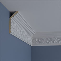 Ekena Millwork - MLD05X02X06RI - Endurathane Richmond Crown Moulding, 5 1/2"H x 2 1/4"P x 6"F x 94 1/2"L, Factory Primed