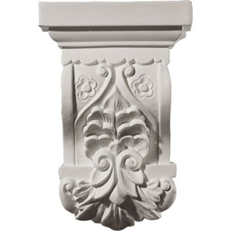 Ekena Millwork - COR05X02X08EM - Endurathane Emery Leaf Corbel, 5 1/2"W x 2 3/4"D x 8 1/4"H, Factory Primed