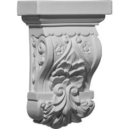 Ekena Millwork - COR05X02X08EM - Endurathane Emery Leaf Corbel, 5 1/2"W x 2 3/4"D x 8 1/4"H, Factory Primed