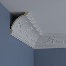Ekena Millwork - MLD05X04X07FE - Endurathane Federal Crown Moulding, 5 3/4"H x 4 3/4"P x 7 1/2"F x 94 1/2"L, Factory Primed