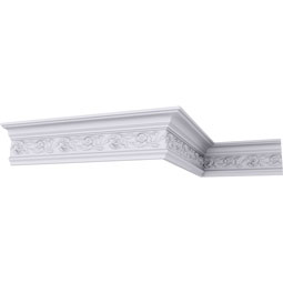 Ekena Millwork - MLD05X02X06SP - Endurathane Springtime Crown Moulding, 5 1/8"H x 2 7/8"P x 6"F x 94 1/2"L, Factory Primed