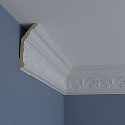 Ekena Millwork - MLD05X02X06FL - Endurathane Floral Crown Moulding, 5 5/8"H x 2 1/4"P x 6"F x 94 1/2"L, Factory Primed