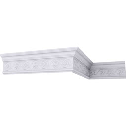 Ekena Millwork - MLD05X02X06FL - Endurathane Floral Crown Moulding, 5 5/8"H x 2 1/4"P x 6"F x 94 1/2"L, Factory Primed
