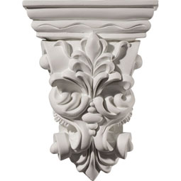 Ekena Millwork - COR06X02X08LF - Endurathane Leaf Bunch Corbel, 6 1/4"W x 2 7/8"D x 8 1/4"H, Factory Primed