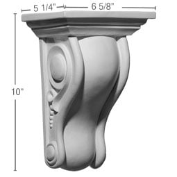 Ekena Millwork - COR06X05X10HO - Endurathane Holmdel Smooth Scroll Corbel, 6 5/8"W x 5 1/4"D x 10"H, Factory Primed