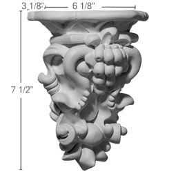 Ekena Millwork - COR06X03X07OL - Endurathane Olive Cluster Corbel, 6 1/8"W x 3 1/8"D x 7 1/2"H, Factory Primed