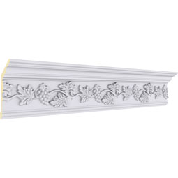 Ekena Millwork - MLD06X02X07GE - Endurathane Genevieve Crown Moulding, 7"H x 3"P x 7 1/4"F x 94 1/2"L, Factory Primed