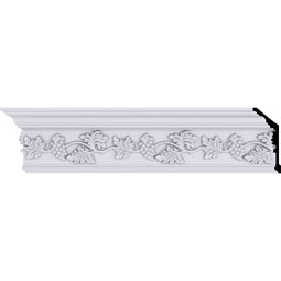 Ekena Millwork - MLD06X02X07GE - Endurathane Genevieve Crown Moulding, 7"H x 3"P x 7 1/4"F x 94 1/2"L, Factory Primed