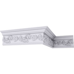 Ekena Millwork - MLD06X02X07GE - Endurathane Genevieve Crown Moulding, 7"H x 3"P x 7 1/4"F x 94 1/2"L, Factory Primed