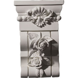 Ekena Millwork - COR06X03X10RO - Endurathane Rose Corbel, 6 1/2"W x 3 5/8"D x 10 1/8"H, Factory Primed