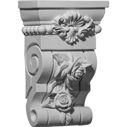 Ekena Millwork - COR06X03X10RO - Endurathane Rose Corbel, 6 1/2"W x 3 5/8"D x 10 1/8"H, Factory Primed