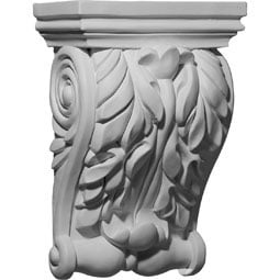 Ekena Millwork - COR07X04X11LF - Endurathane Leaf Corbel, 7 3/4"W x 3 7/8"D x 11"H, Factory Primed