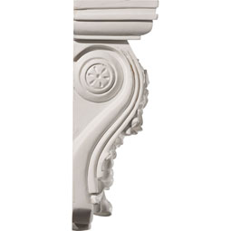 Ekena Millwork - COR07X04X12FW - Endurathane Flower Corbel, 7 3/4"W x 4 1/2"D x 12 1/4"H, Factory Primed