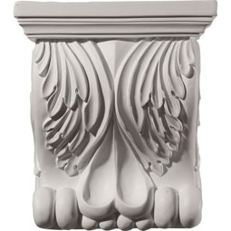 Ekena Millwork - COR07X04X08FO - Endurathane Forest Leaf Corbel, 7 1/8"W x 4 1/8"D x 8 1/4"H, Factory Primed