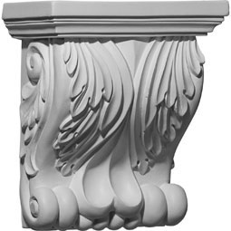 Ekena Millwork - COR07X04X08FO - Endurathane Forest Leaf Corbel, 7 1/8"W x 4 1/8"D x 8 1/4"H, Factory Primed