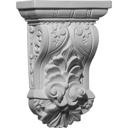 Ekena Millwork - COR07X03X10NA - Endurathane Nadia Leaf Corbel, 7 1/4"W x 3"D x 10 1/8"H, Factory Primed