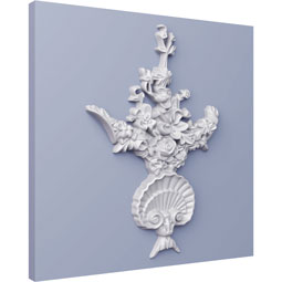 Ekena Millwork - ONL08X12X01FL - Endurathane Flower Onlay, 8 1/4"W x 12 1/2"H x 1 1/4"P, Factory Primed