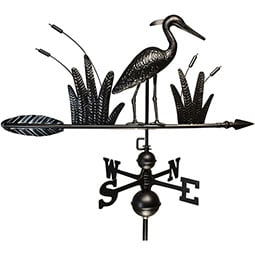 Dalvento, LLC - DVSTANDINGHERON-T - Standing Heron Weathervane with Traditional Directionals and Globes