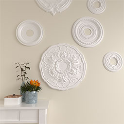Ekena Millwork - CM22CN_P - Endurathane Cornelia Ceiling Medallion, 22 1/2"OD x 1 1/2"P (Fits Canopies up to 4"), Factory Primed
